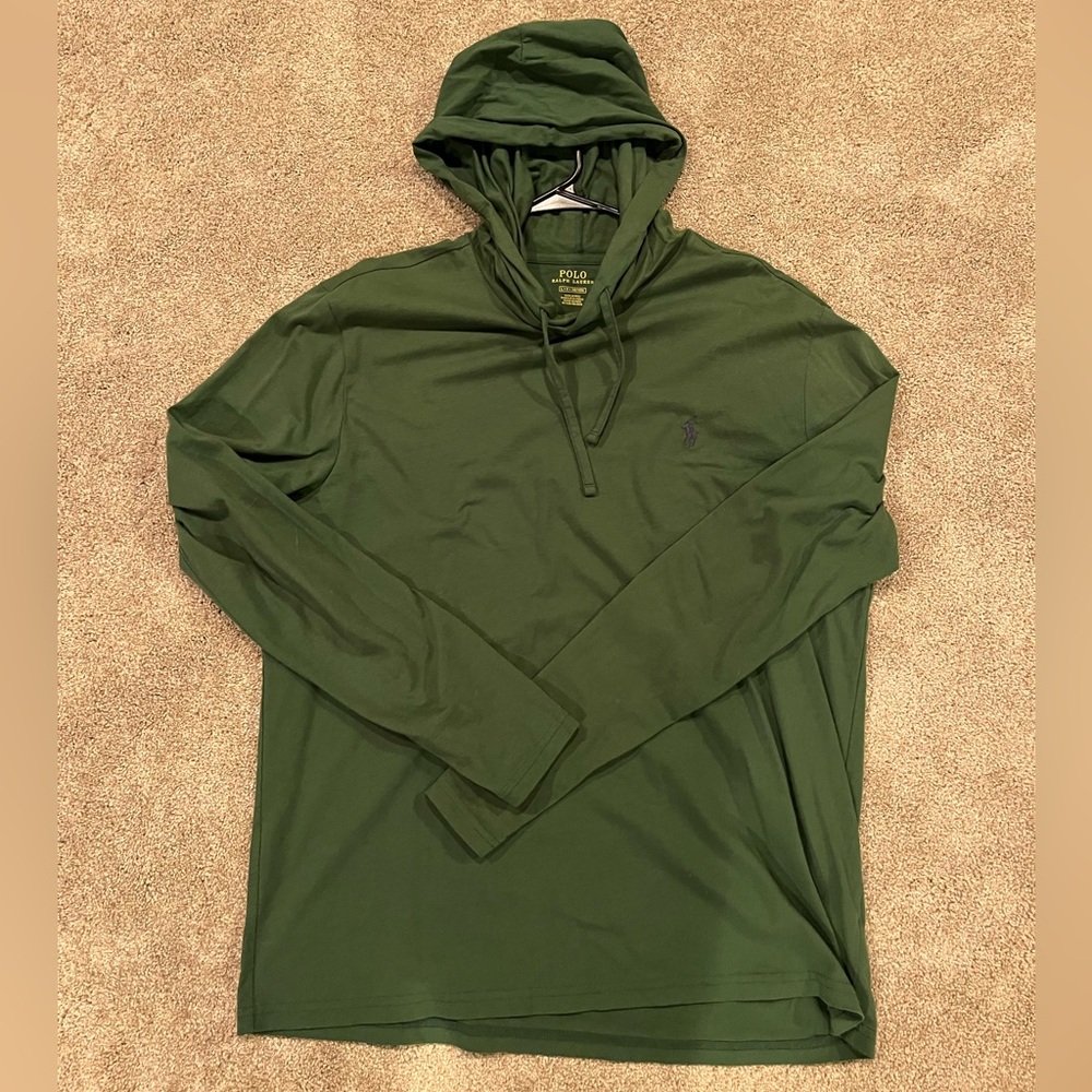 Green polo Ralph Lauren green hoodie size L.